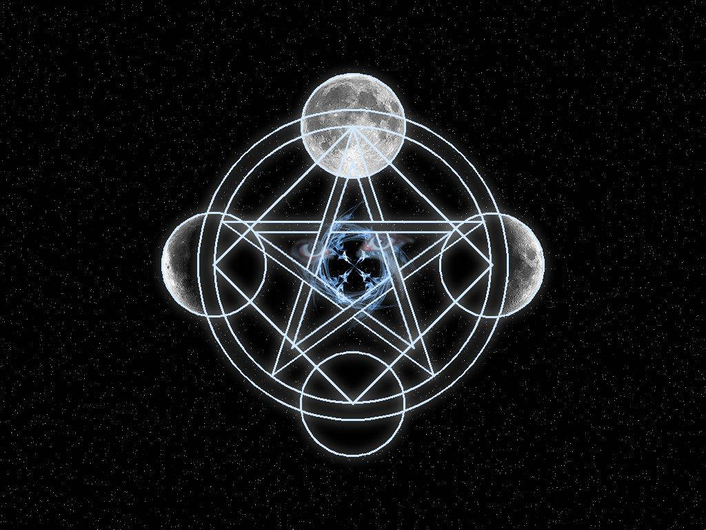 Pentagram With Moons Background