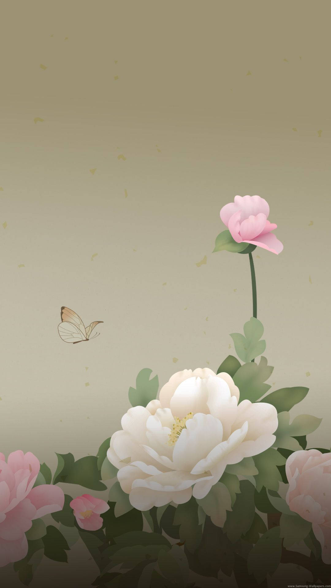 Peony Art With Butterfly