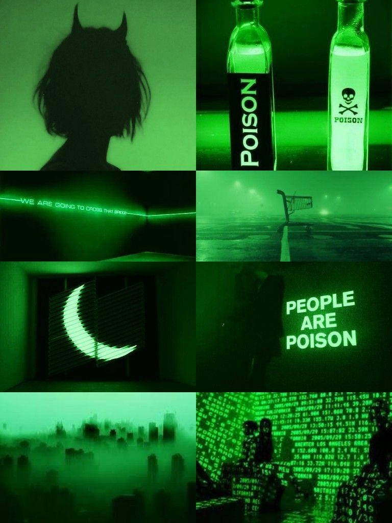 People Are Poison Neon Green Aesthetic Background