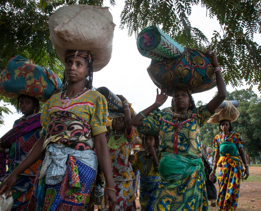 People Carrying Sacks Central African Republic