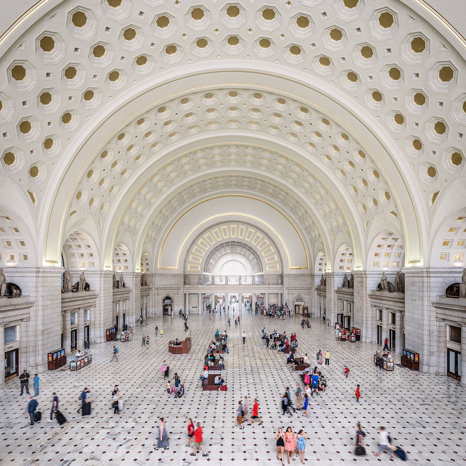 People Exploring Union Station Interior Background