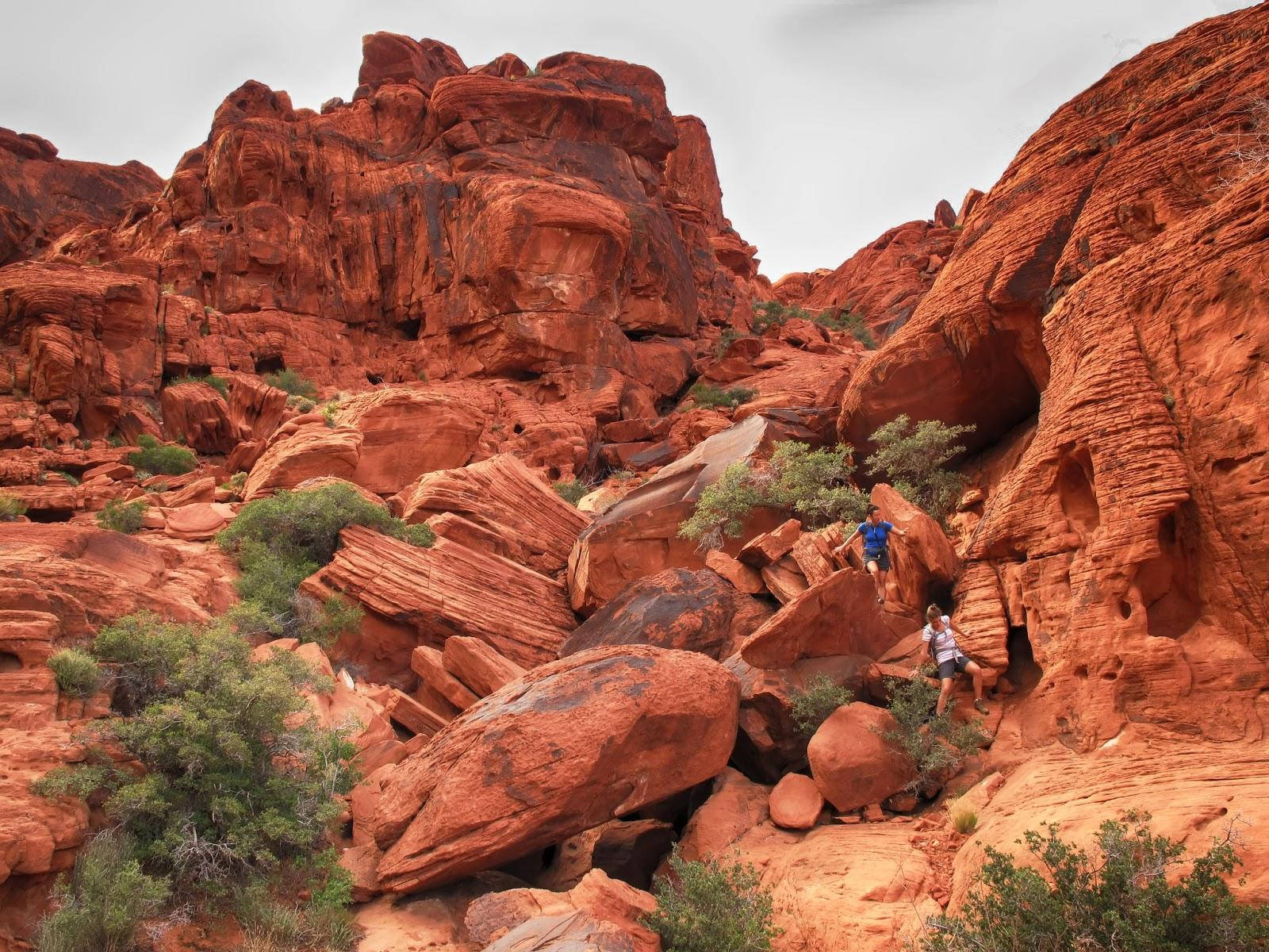 People Hiking Red Rock Canyon Background