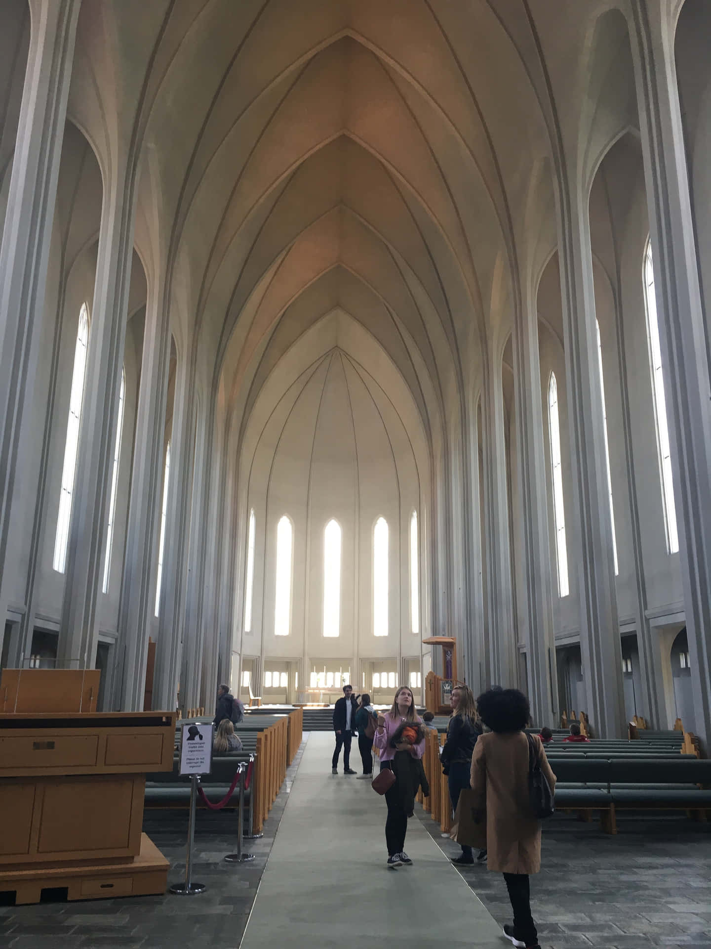 People Inside The Hallgrimskirkja Background