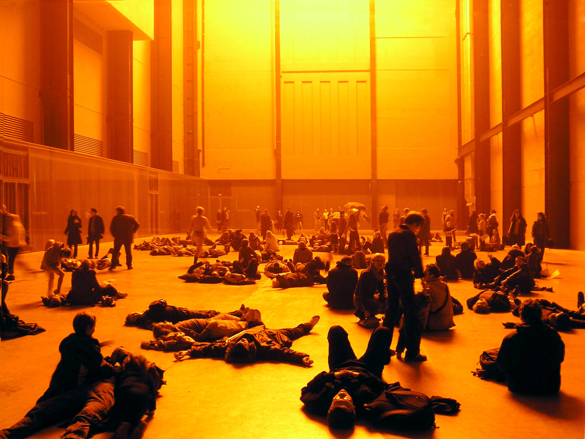 People Inside Turbine Hall Tate Modern Background