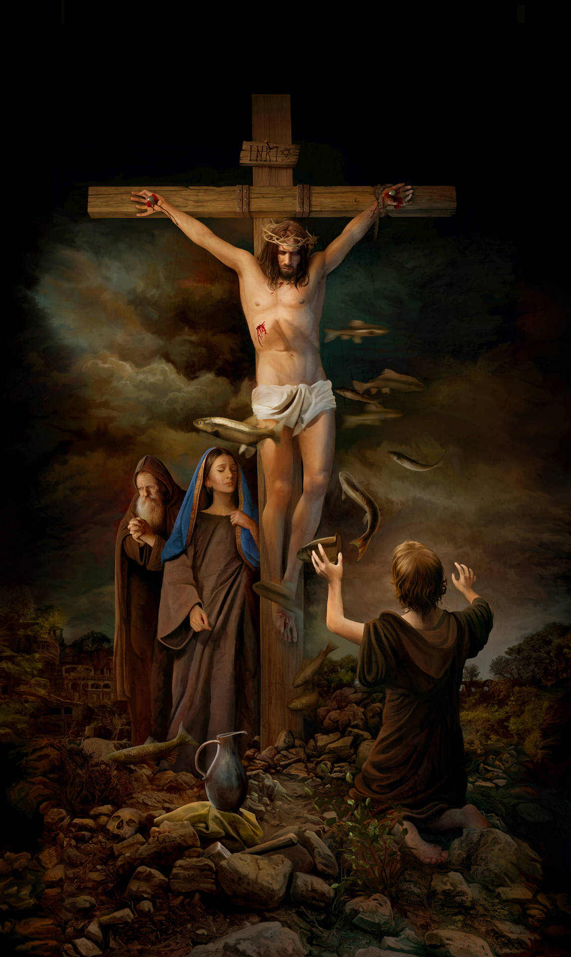 People Mourn 4k Jesus's Death Background