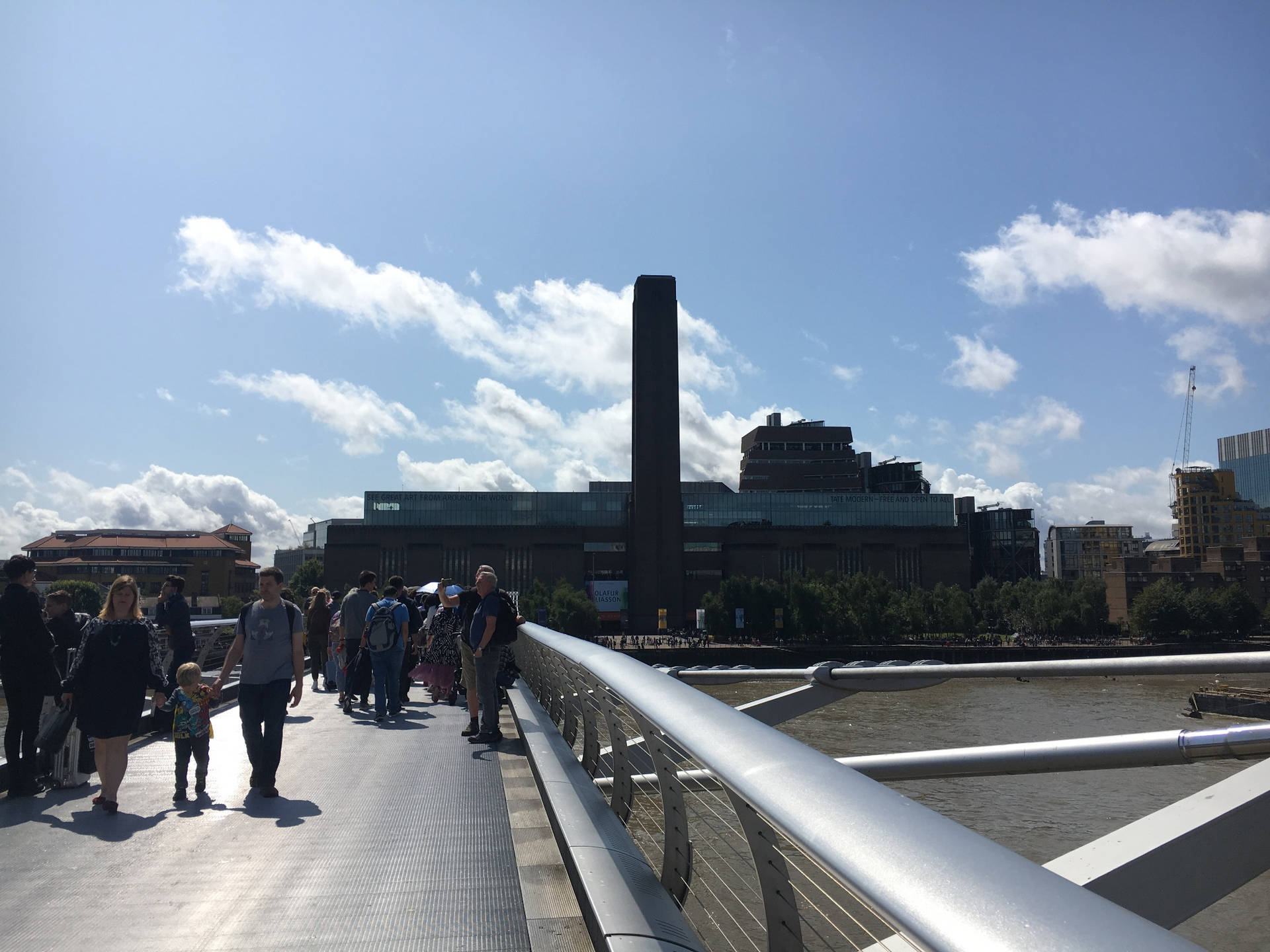 People On Millennium Bridge Tate Modern Background