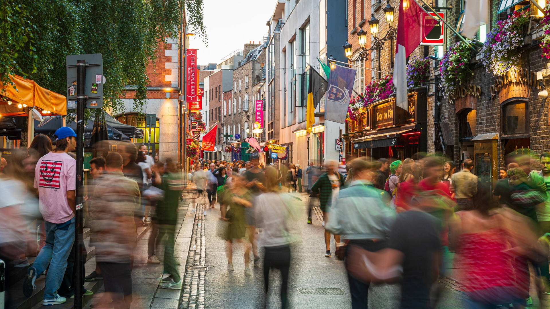 People Passing By At Dublin Background