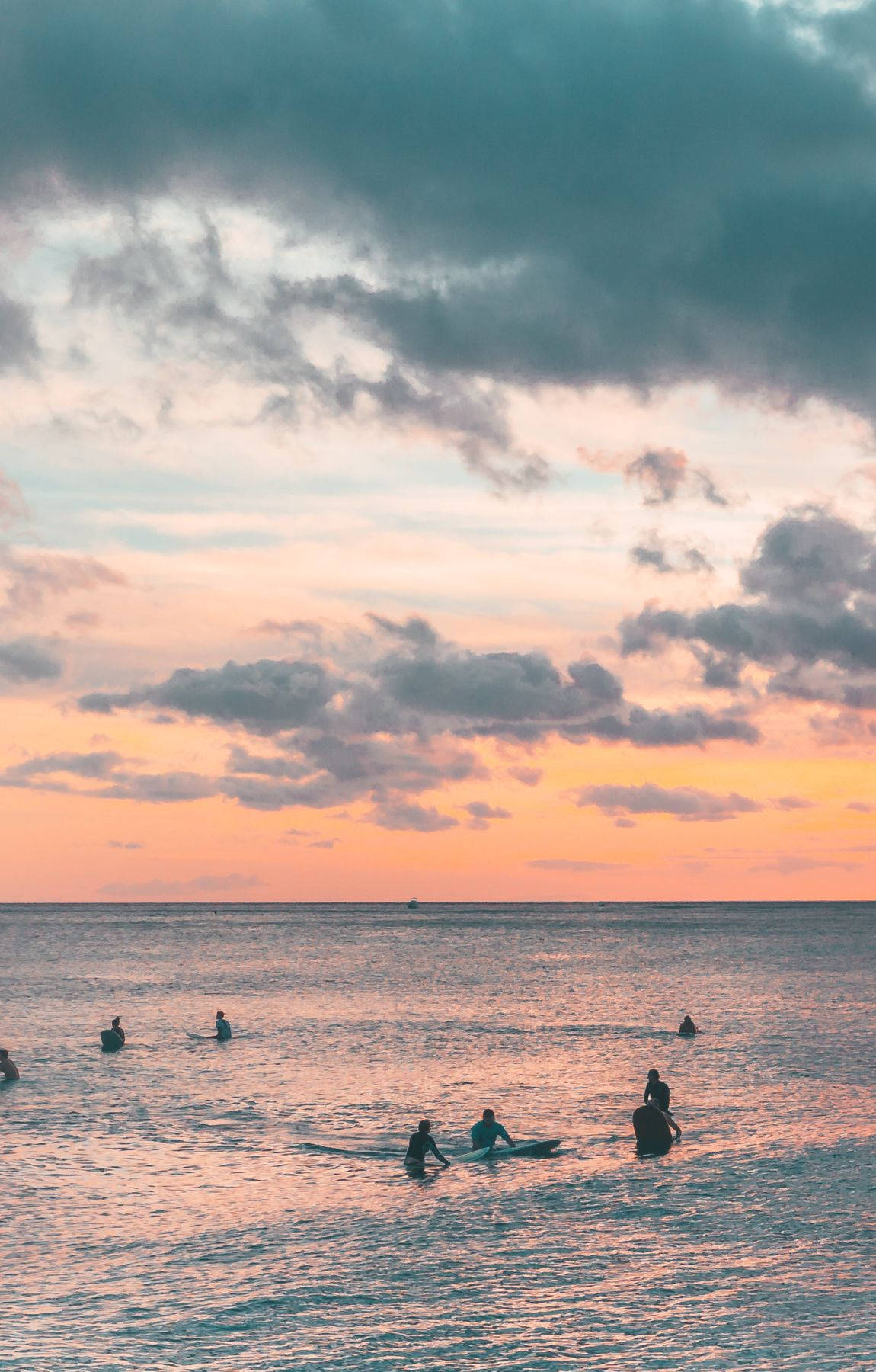 People Swimming Silhouette On Beach Sunrise Background