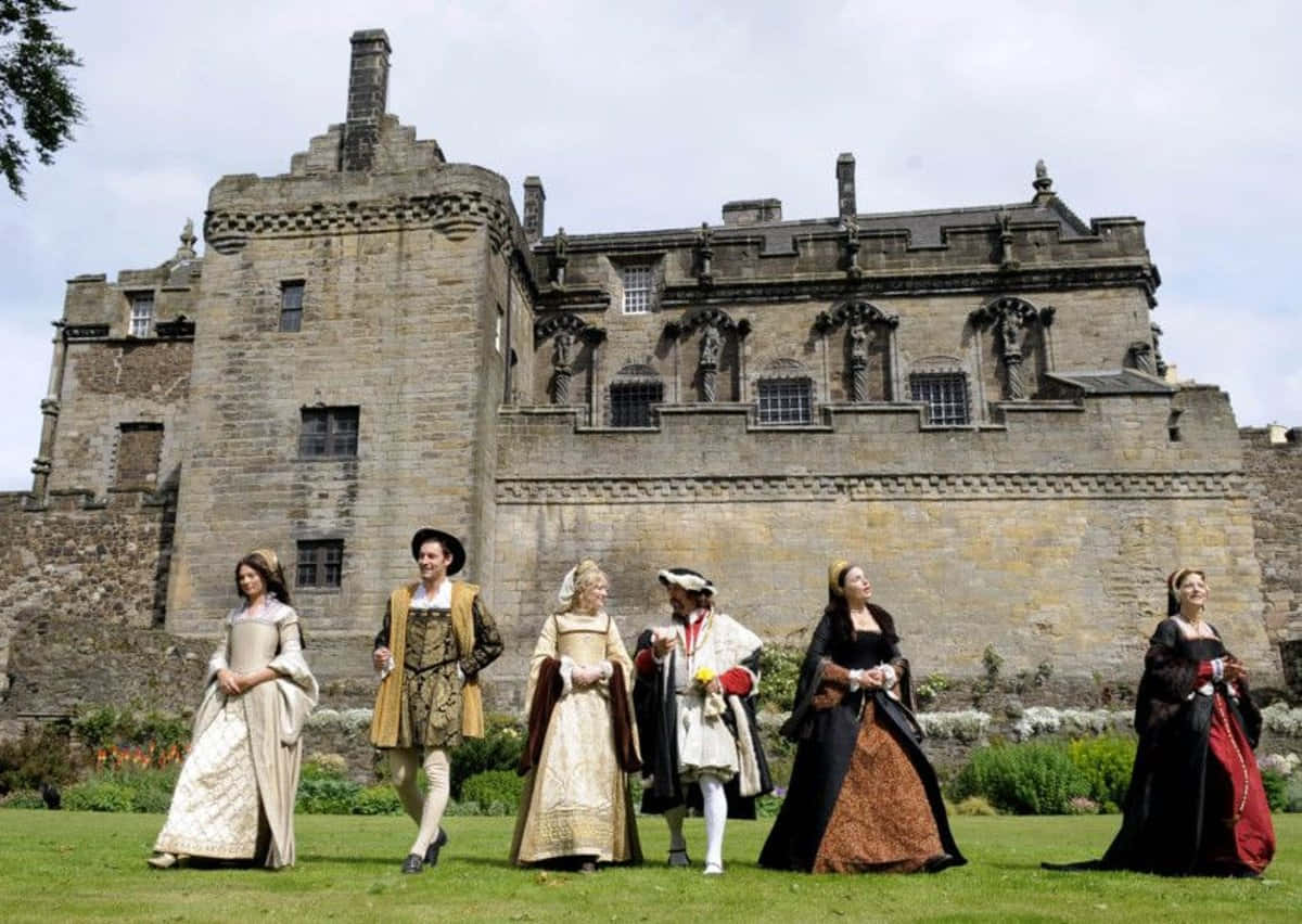 People Wearing Traditional Clothes At Sterling Castle