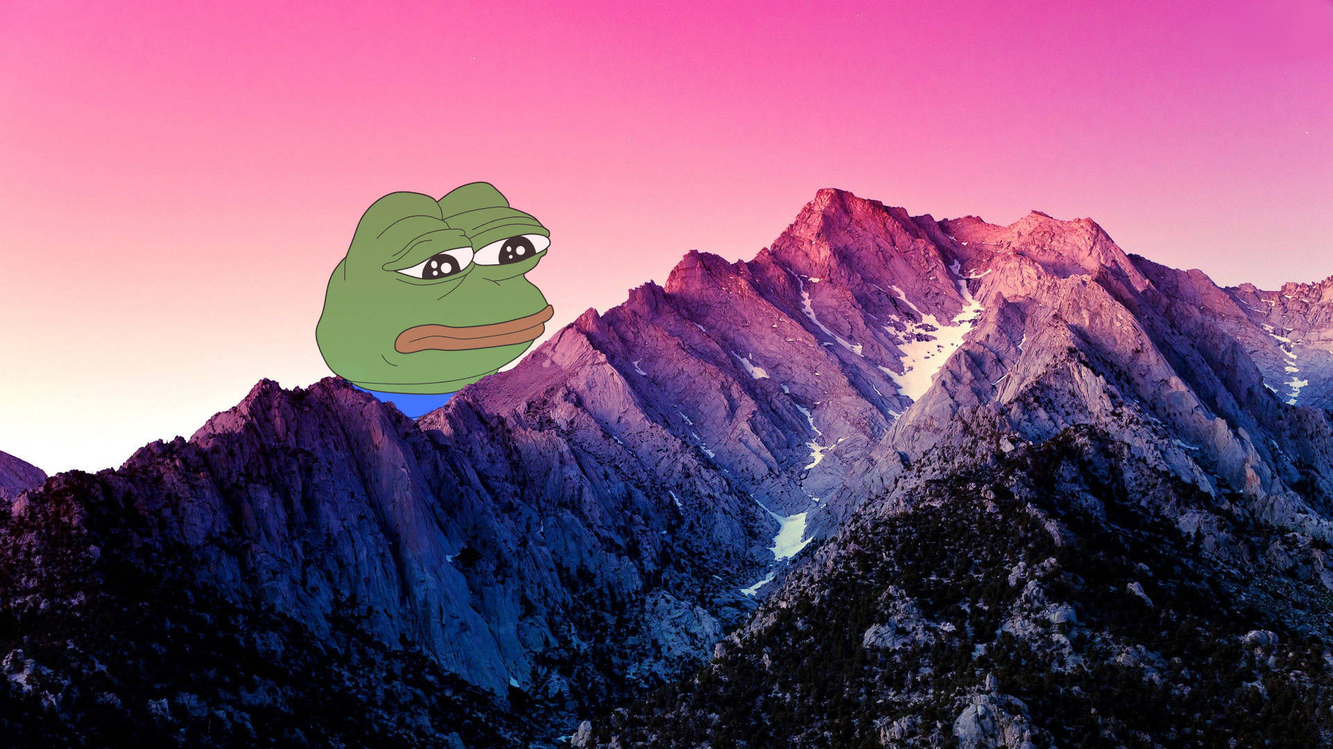 Pepe The Frog Pink Mountains Background