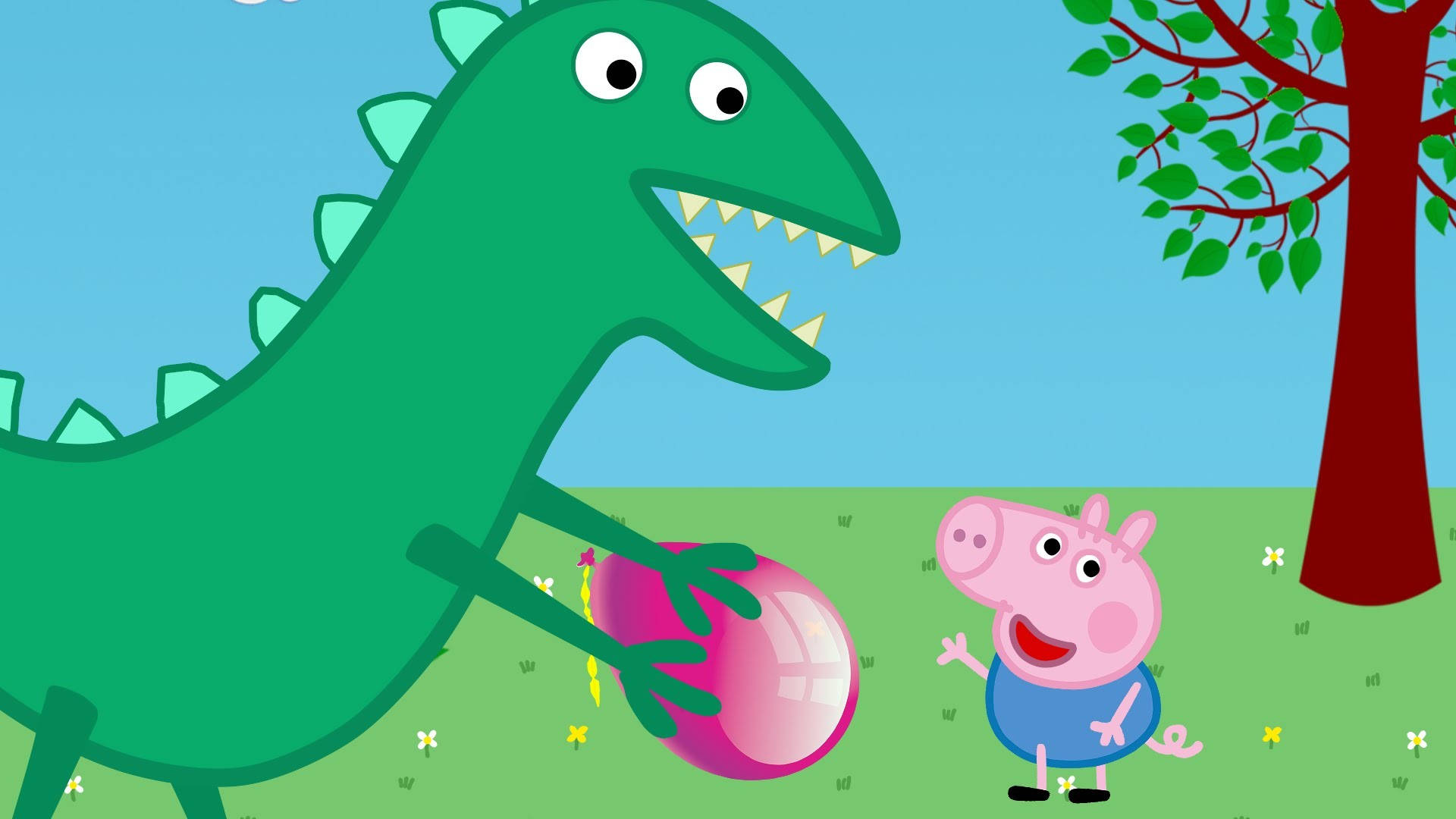 Peppa Pig And Her Best Friend, The Dinosaur, Hanging Out At The Park Background