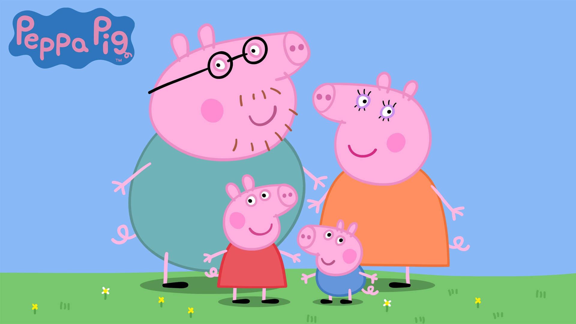 Peppa Pig And Her Family Enjoy Time Together Background