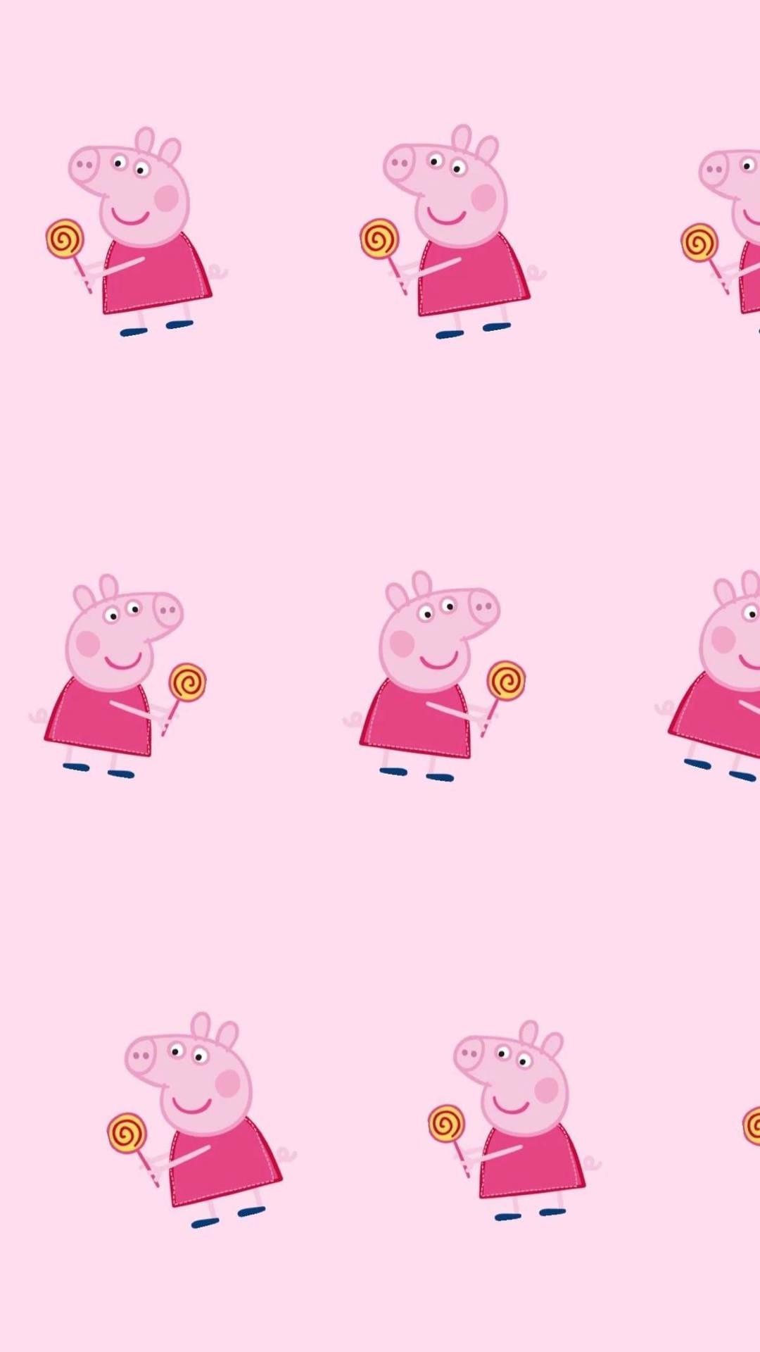 Peppa Pig Enjoys A Spiral Lollipop On An Iphone Wallpaper.