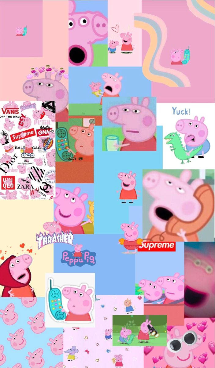 Peppa Pig Iphone Collage Photos Background