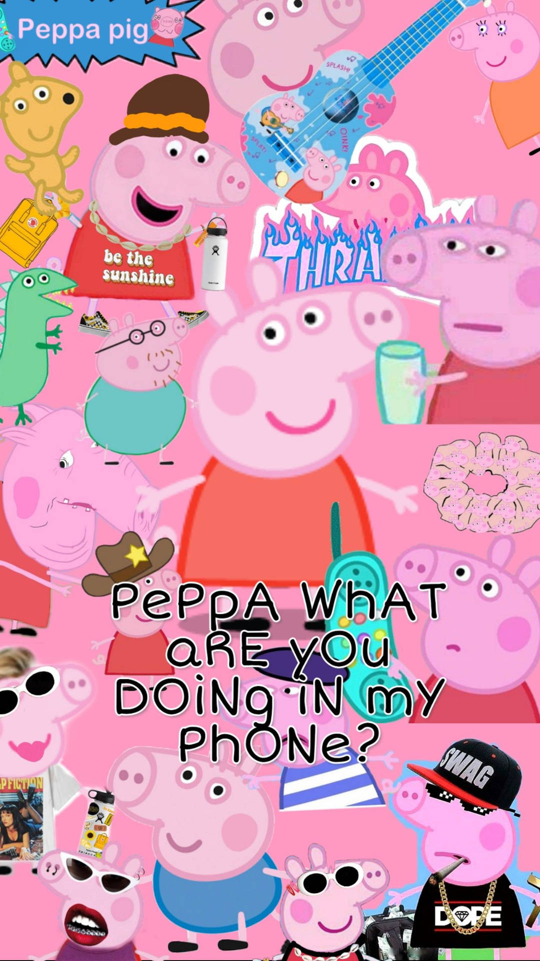 Peppa Pig Iphone Cute Collage Background