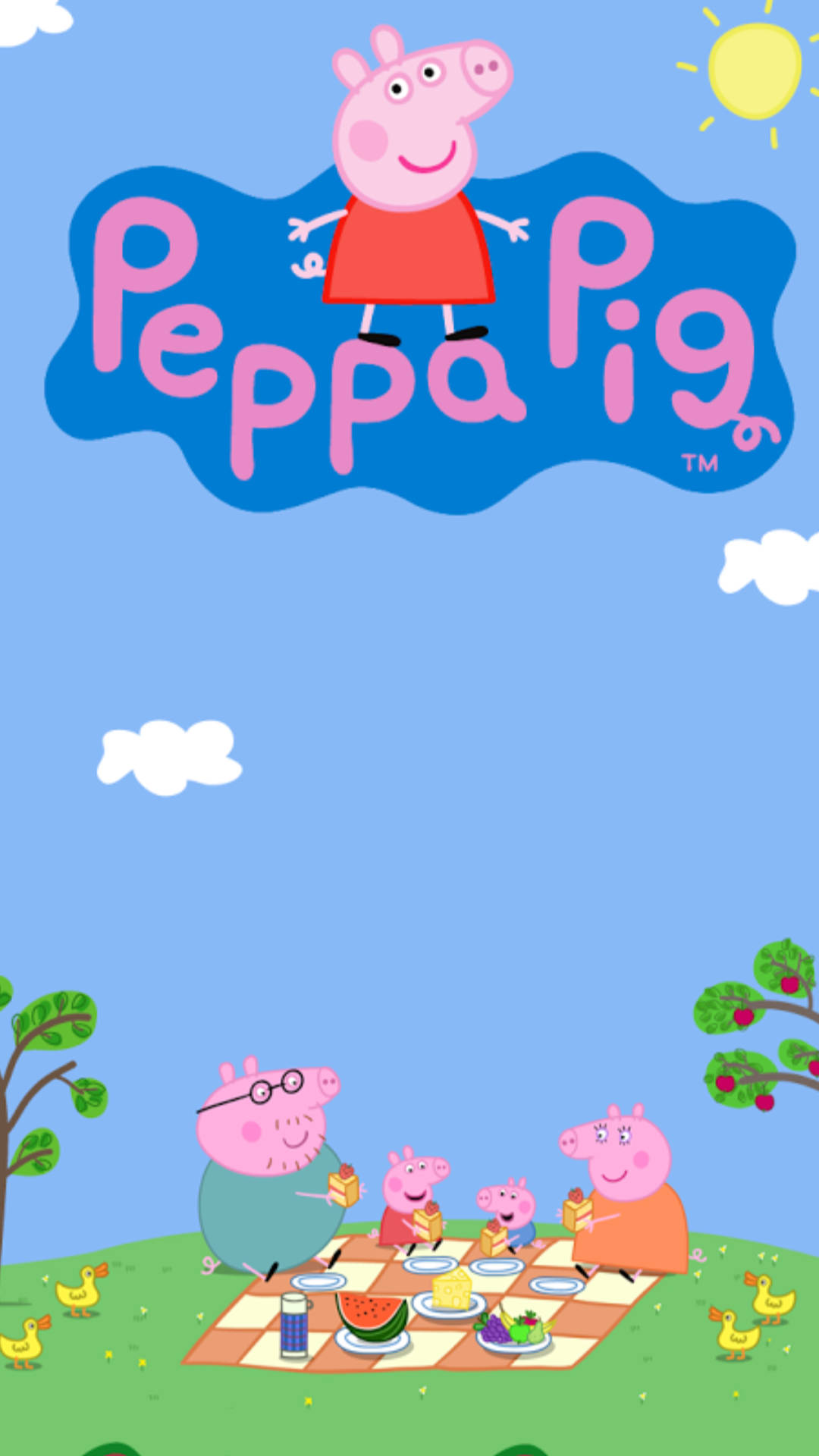 Peppa Pig Iphone Family Picnic Outdoors Background
