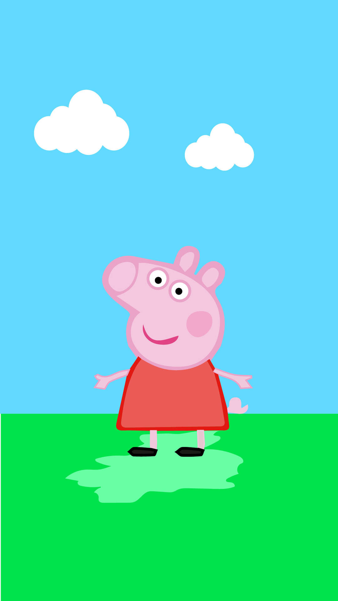 Peppa Pig Iphone Grass Cloudy Sky Background