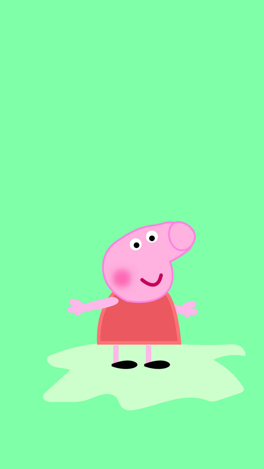 Peppa Pig Iphone No Ears Green Background Background