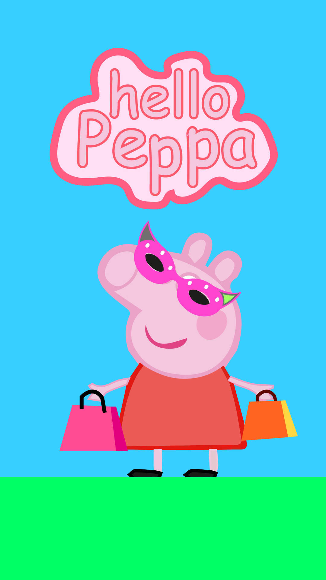 Peppa Pig Iphone Sunglasses Shopping Bags Background