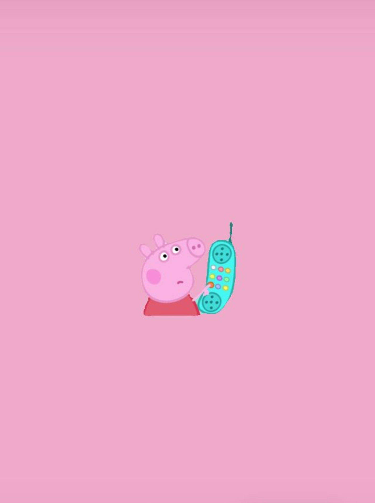 Peppa Pig On A Phone Screen With Pink Background Background