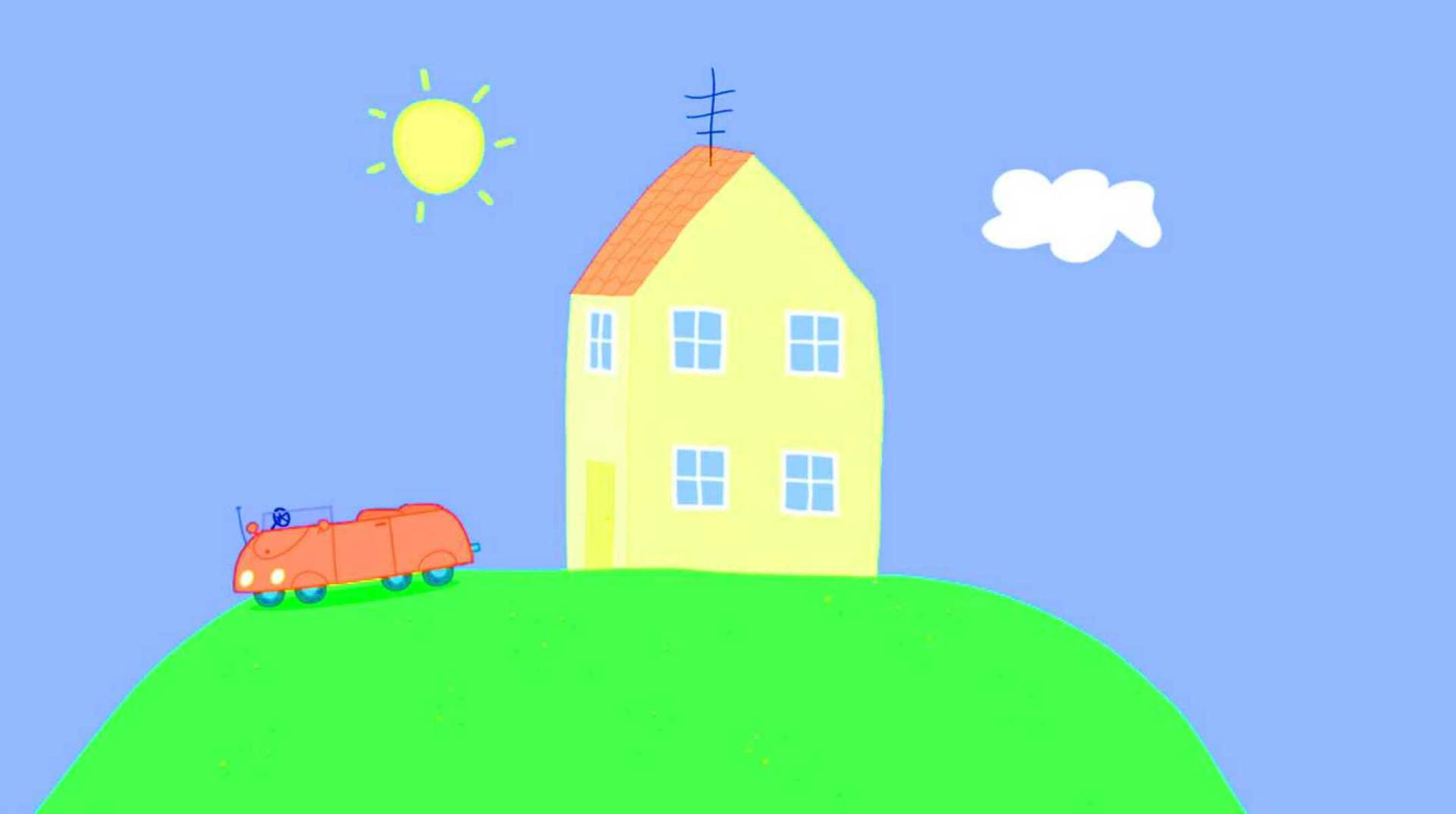 Peppa Pig's Pink House And Red Car! Background