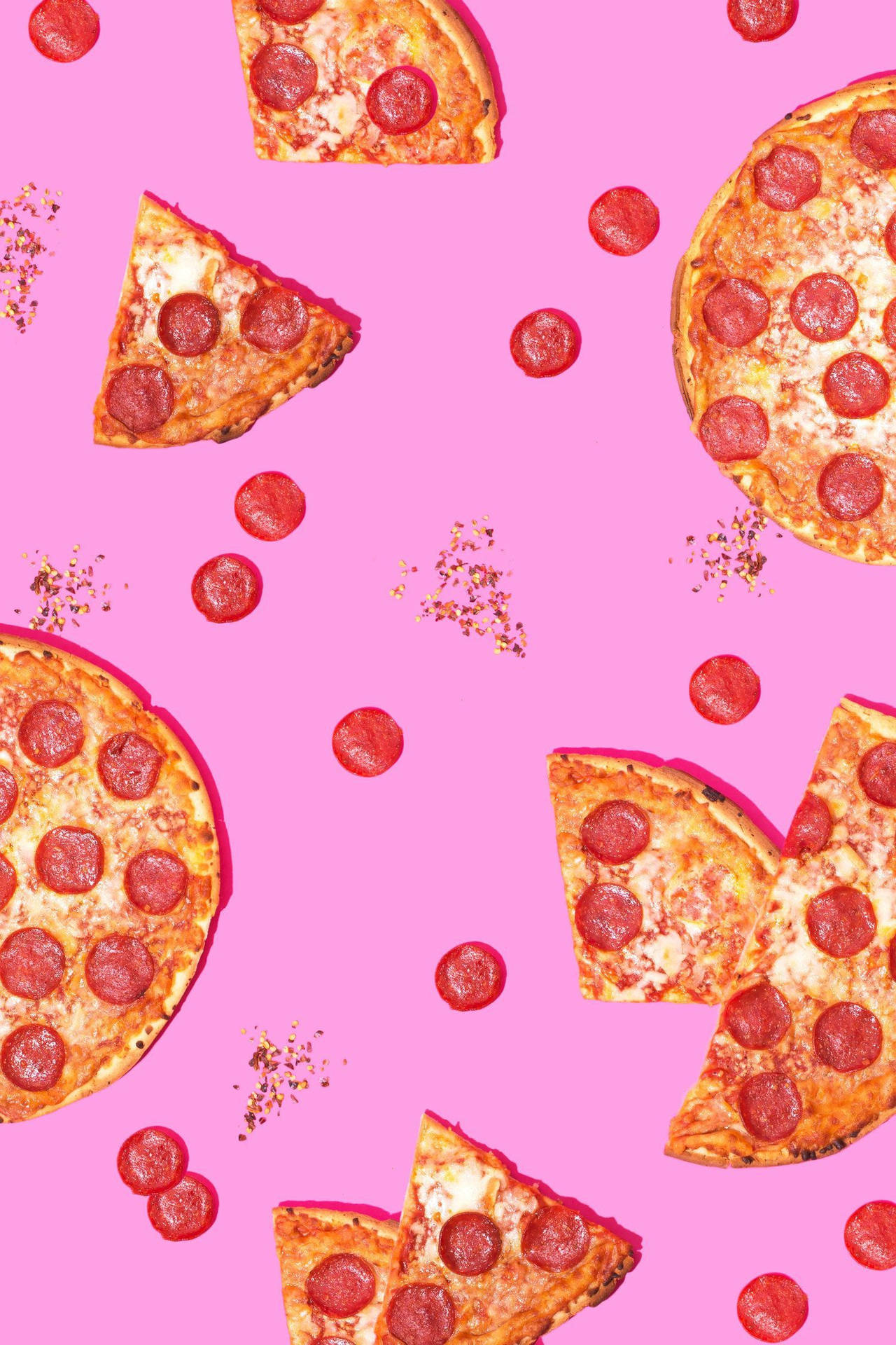 Pepperoni Pizzas And Glitters Background
