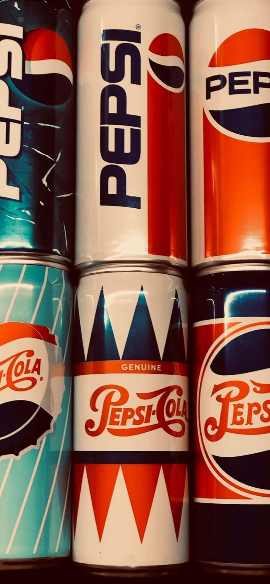 Pepsi Cans In A Row Background