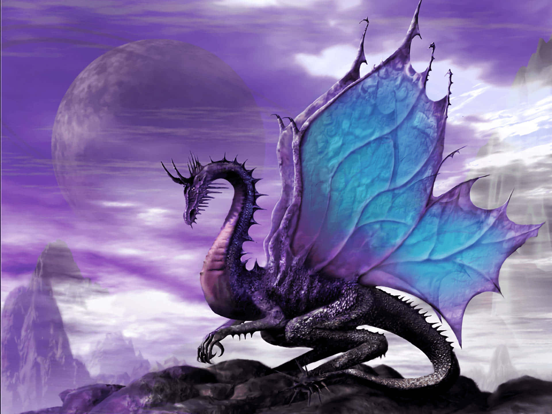 Perching Epic Purple Dragon Anime