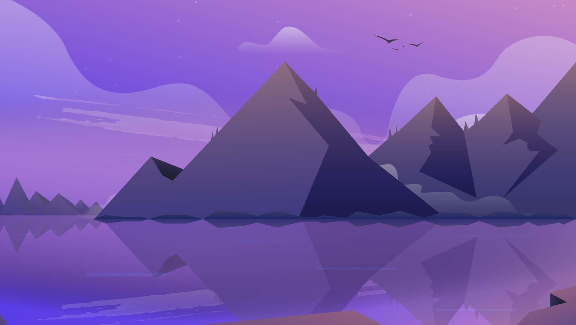 Perfect Cone Mountain Landscape Vector Art Background