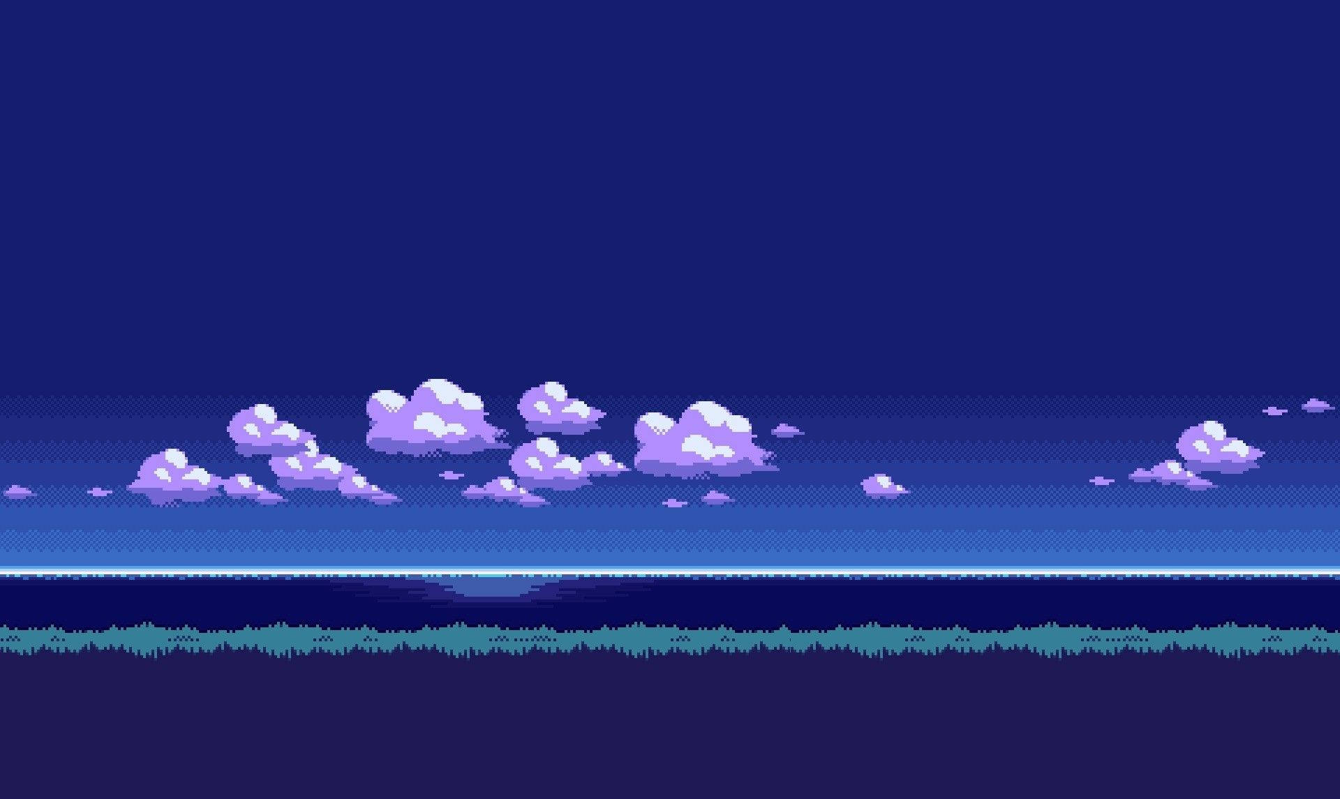 Perfectly Blue Sky In Aesthetic Pixel Art Hd Background