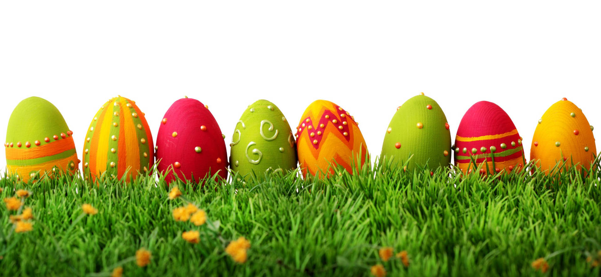Perfectly Lined Up Happy Easter Assorted Eggs Background