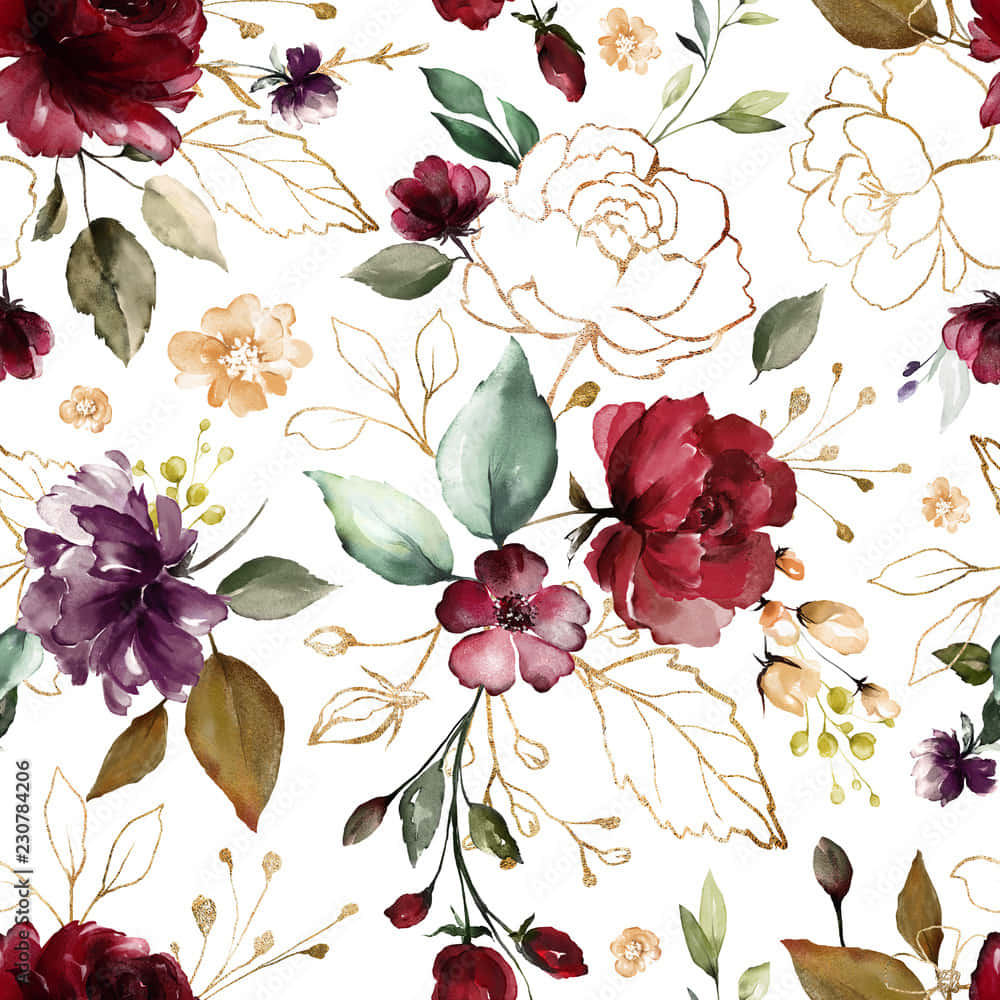 Perfectly Placed Burgundy Flower Background
