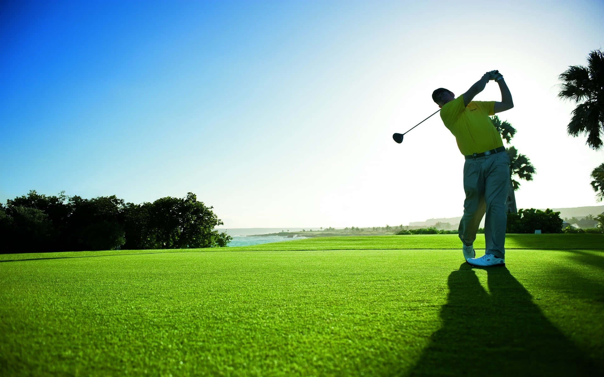 Perfectly Placed Tee Shot On The Fairway. Background
