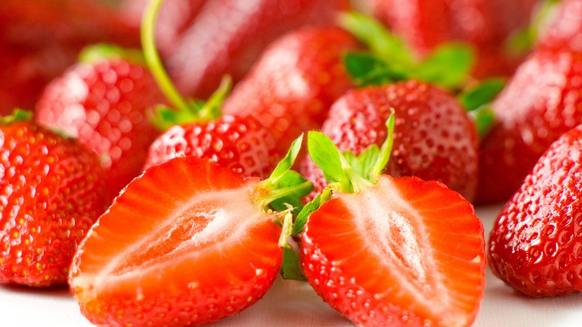 Perfectly Sliced Strawberry Background