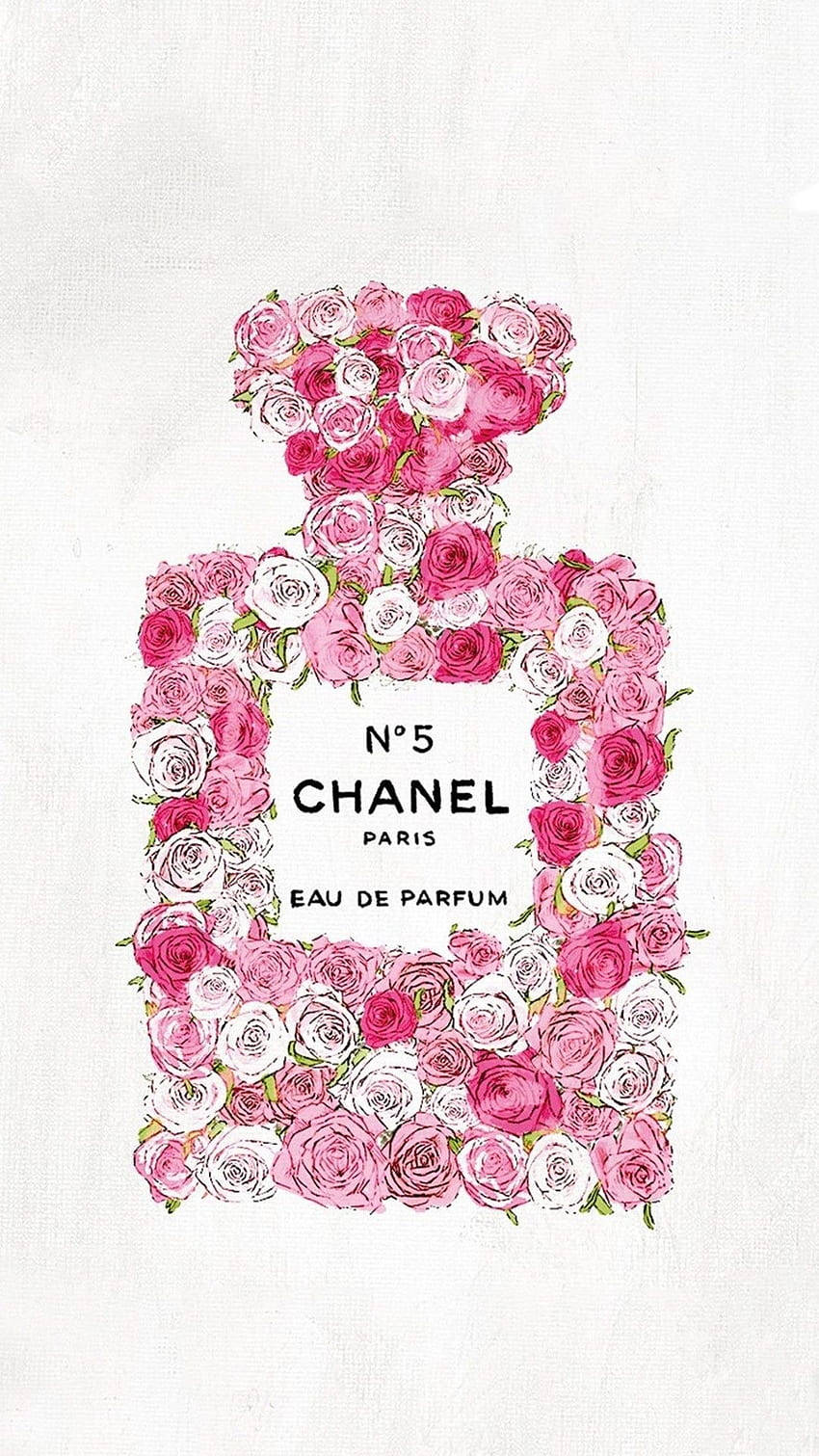 Perfume Bottle With Pink Chanel Logo Background