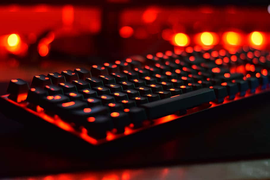 Peripheral Keyboard With Red Led Lighting Background