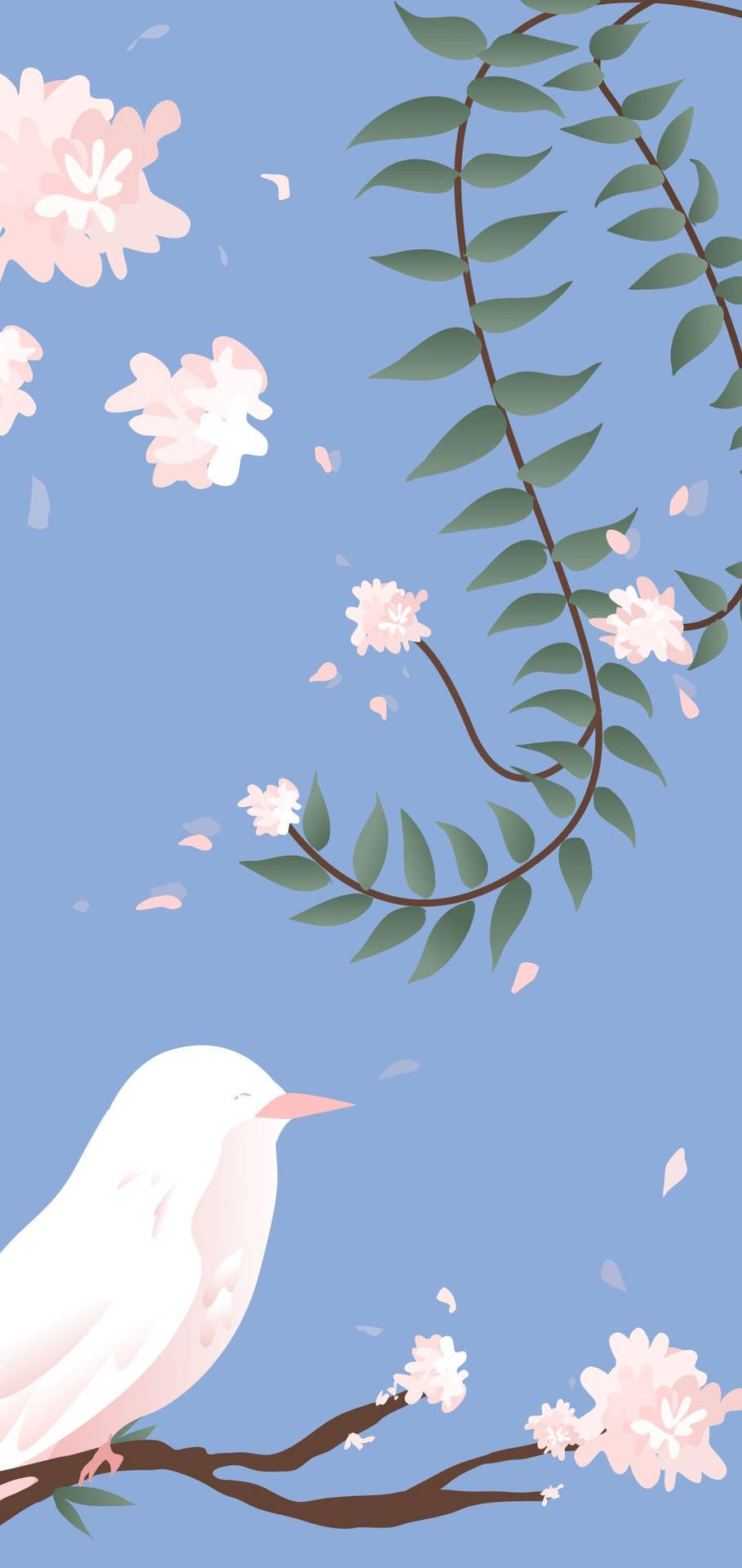 Periwinkle Bird Floral Art Background