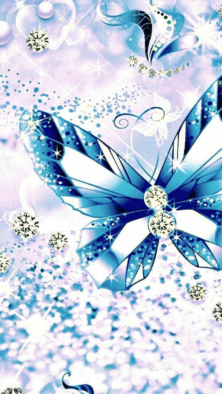 Periwinkle Blue Butterfly Glitter Background