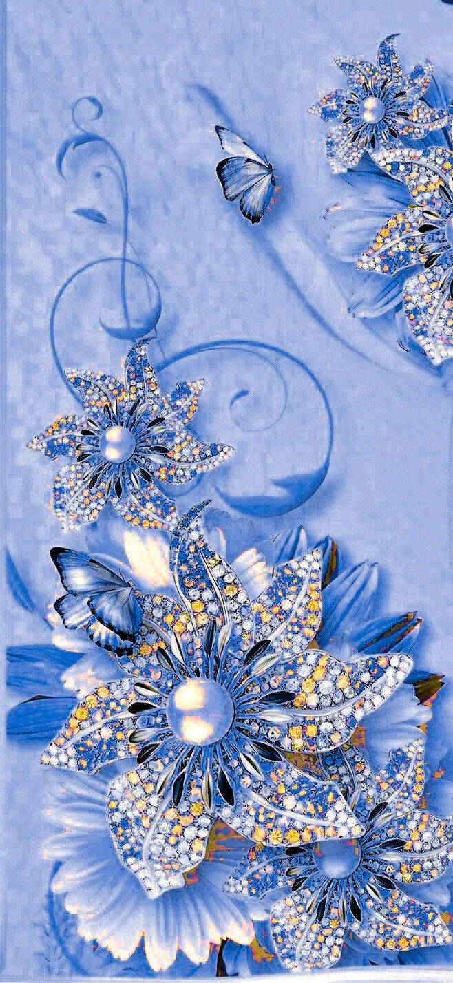 Periwinkle Blue Flower Diamonds Background