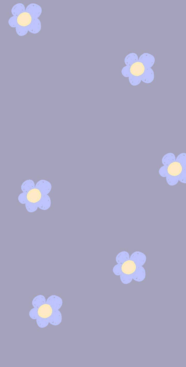 Periwinkle Cute Cartoon Flowers Background