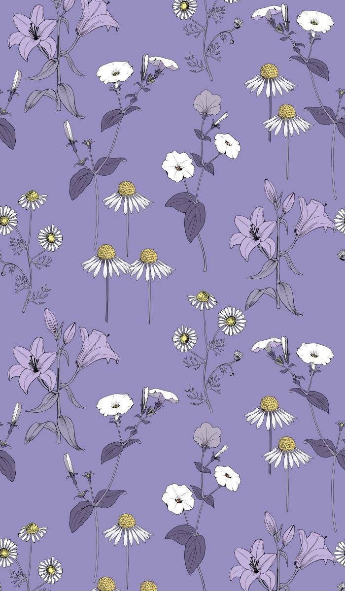 Periwinkle Cute Flowers Pattern Background