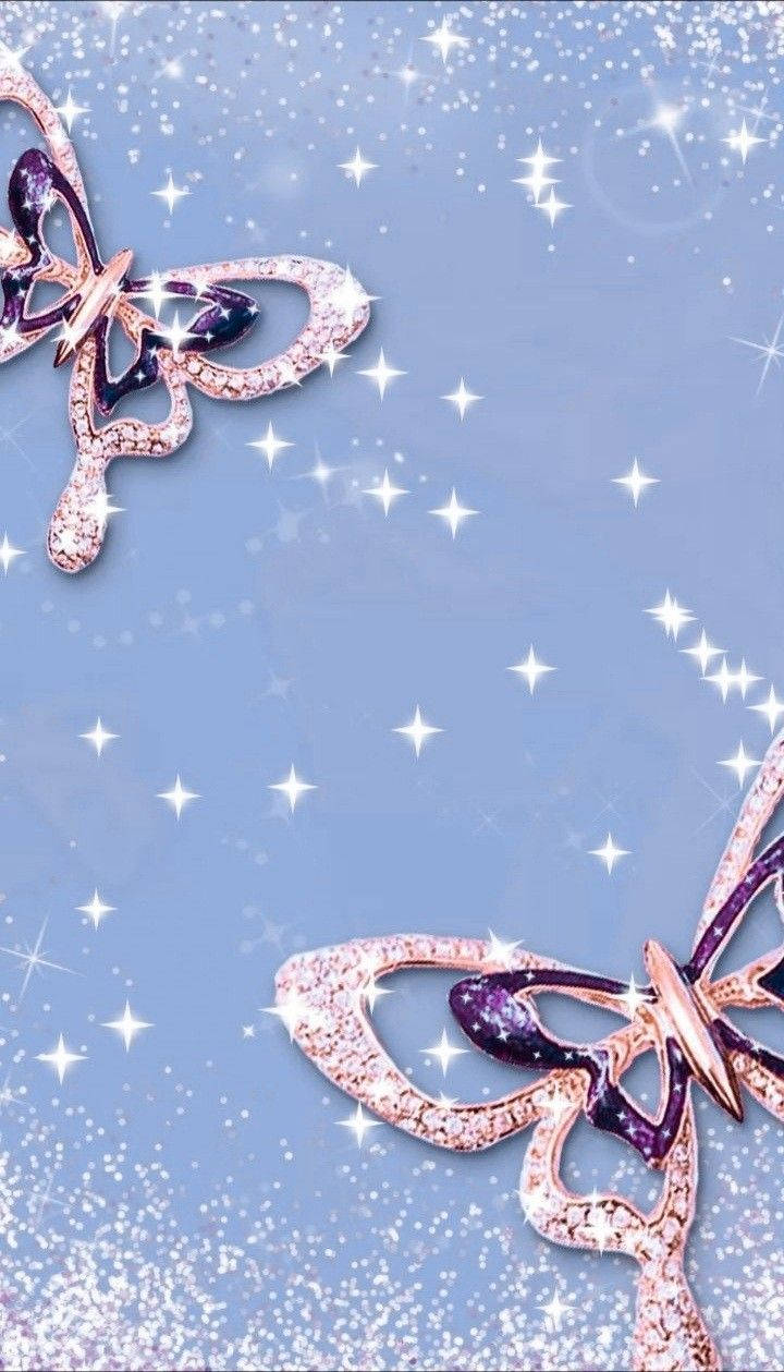 Periwinkle Girly Butterfly Glitters Background