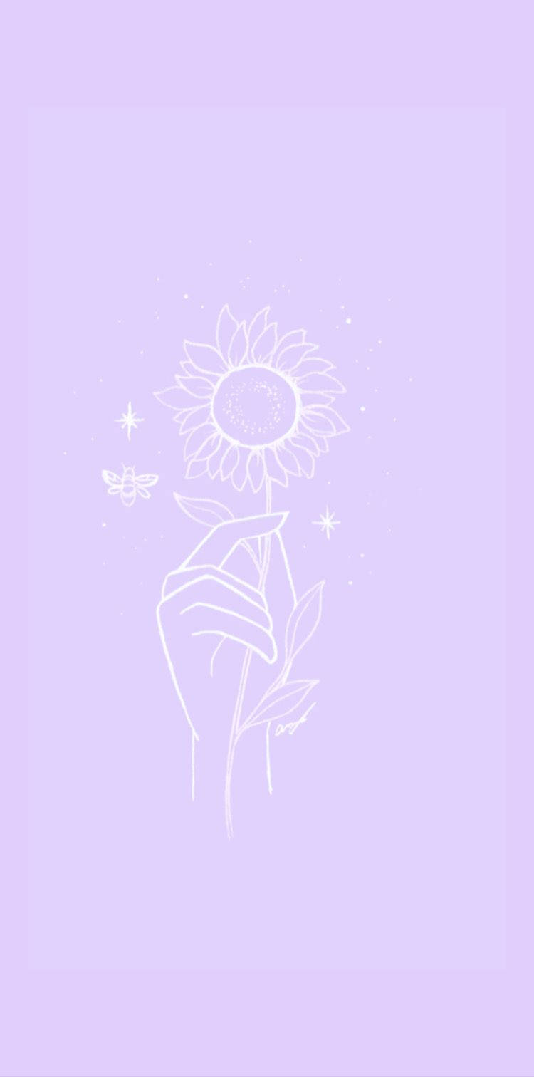 Periwinkle Sunflower Hand Art Background