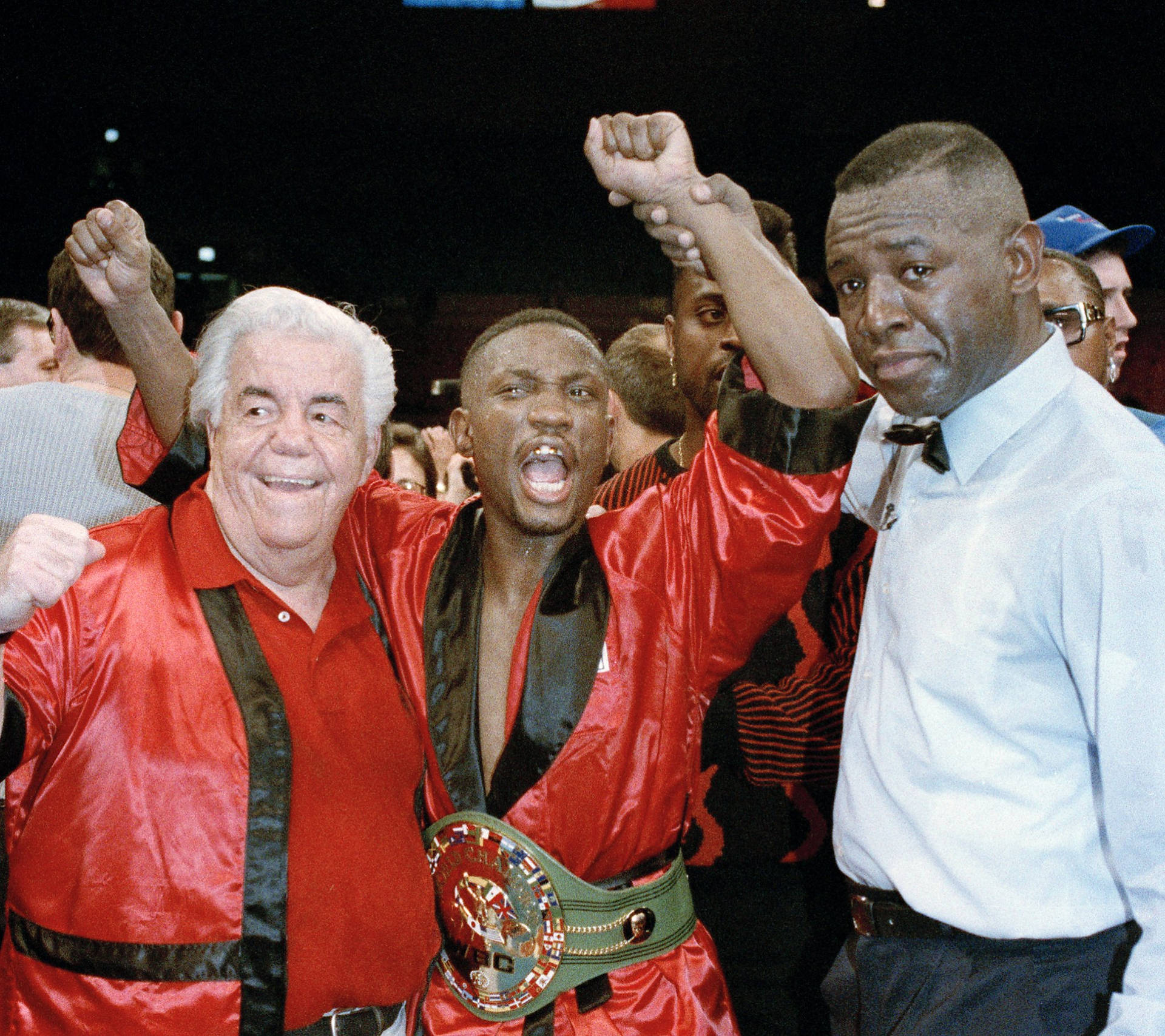 Pernell Whitaker Celebrating With Manager