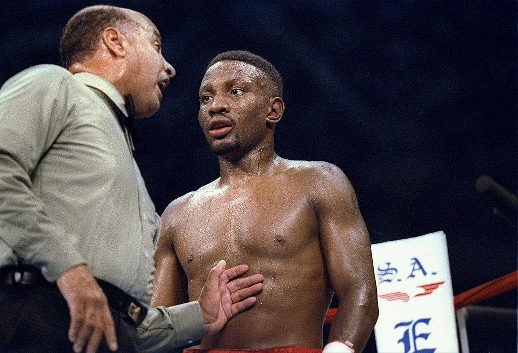 Pernell Whitaker With Shouting Referee Background