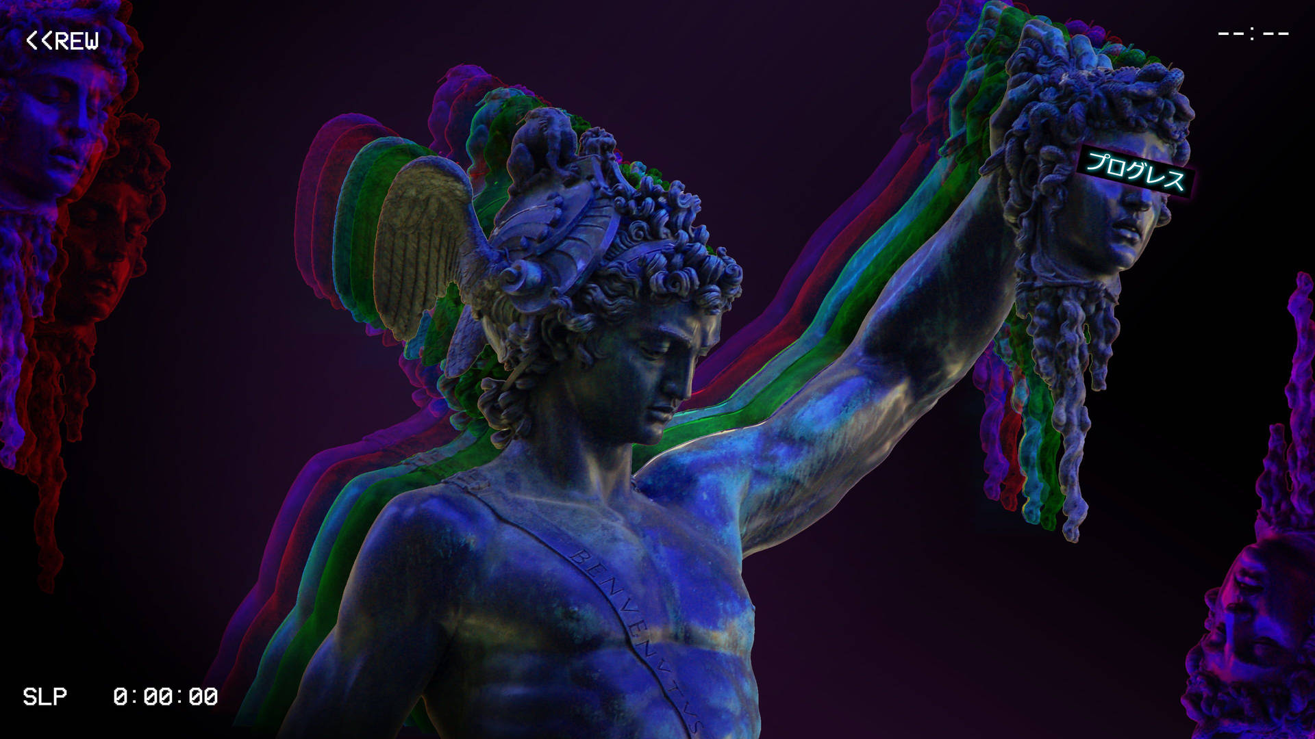 Perseus Medusa Vaporwave Desktop Background