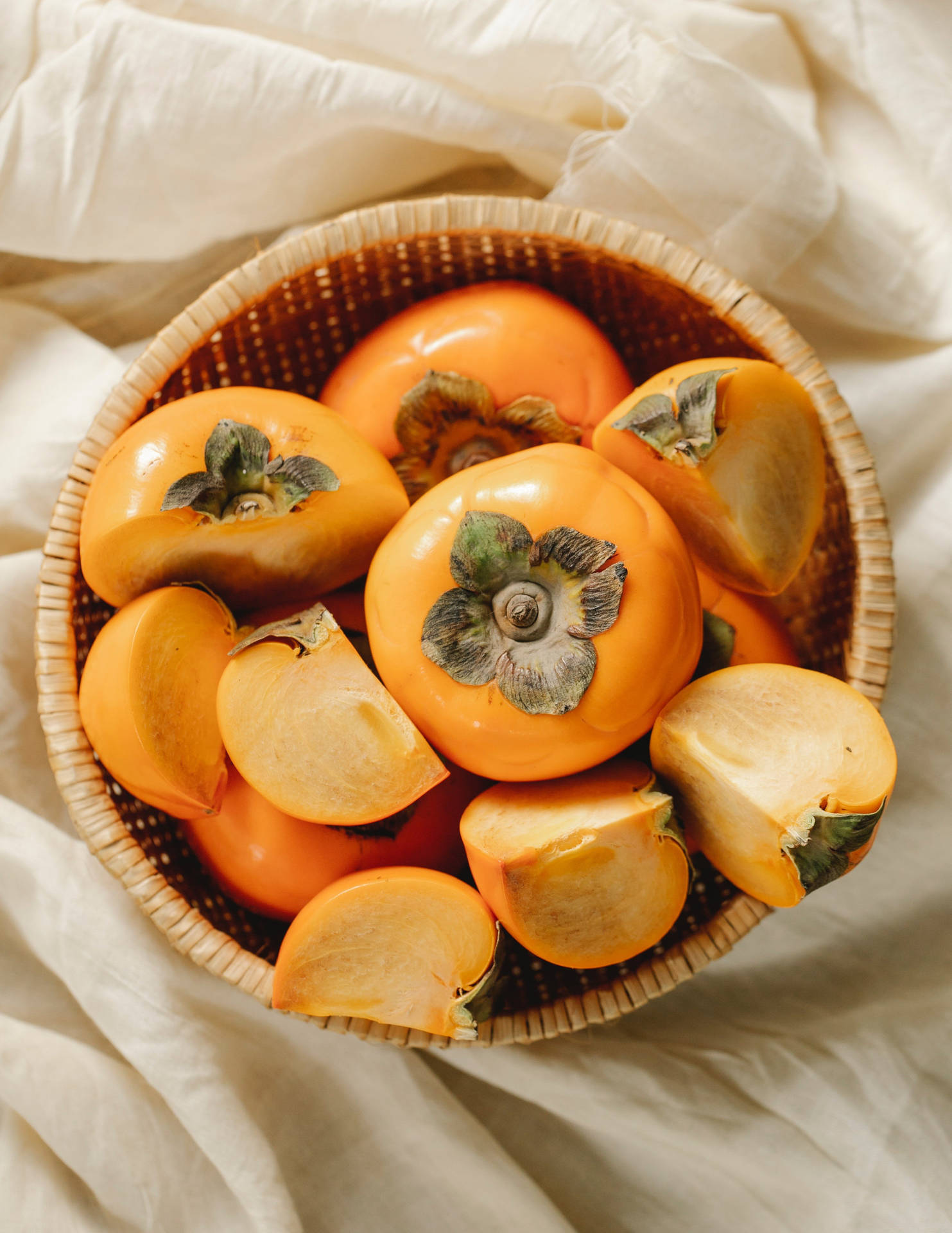 Persimmon With Shiny Skin Background