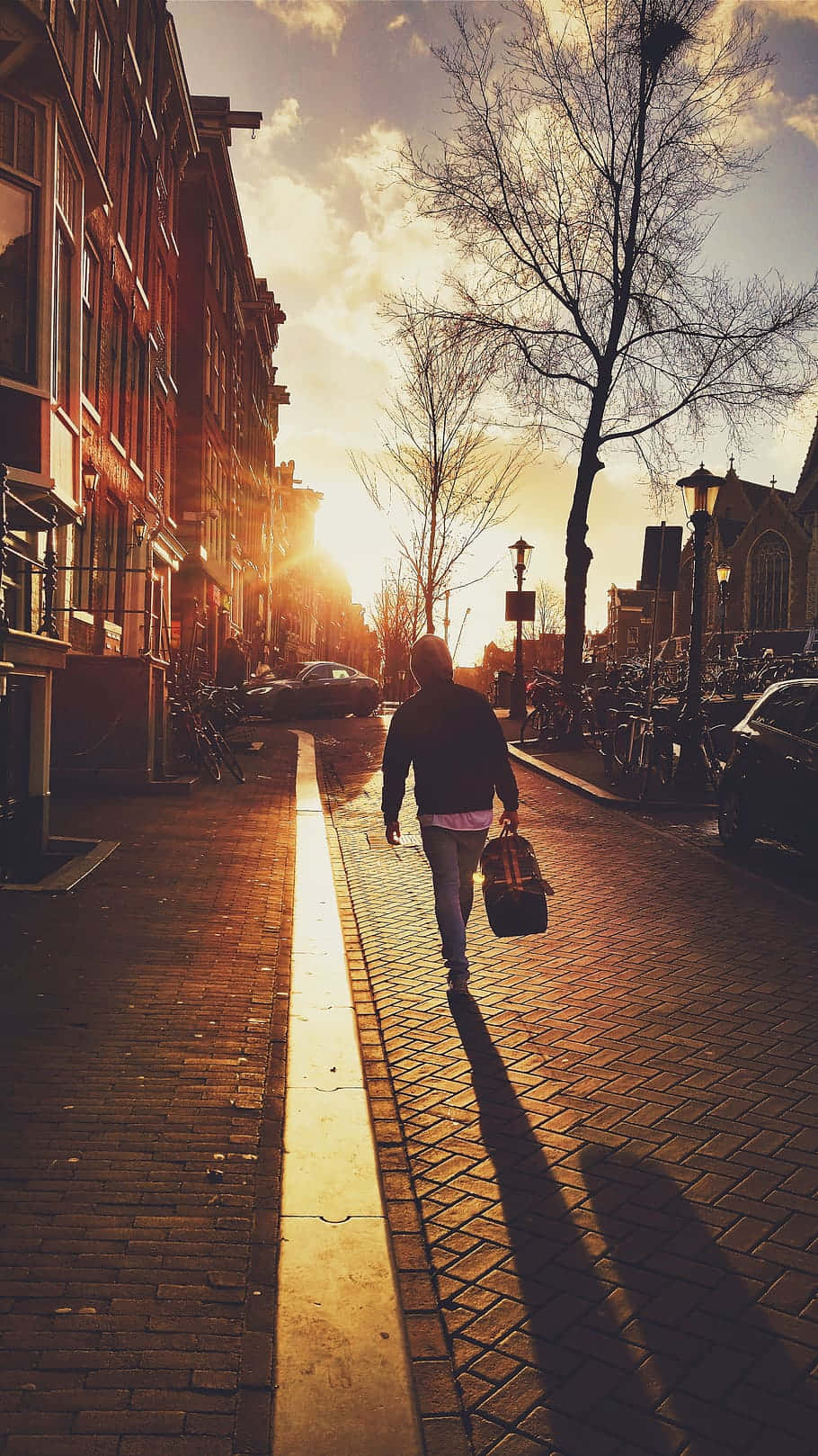Person Doing Brisk Walk On The Road Background