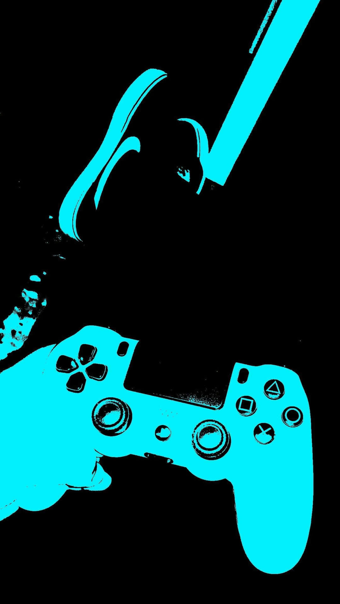 Person Holding Cool Ps4 With Neon Blue Controller Background