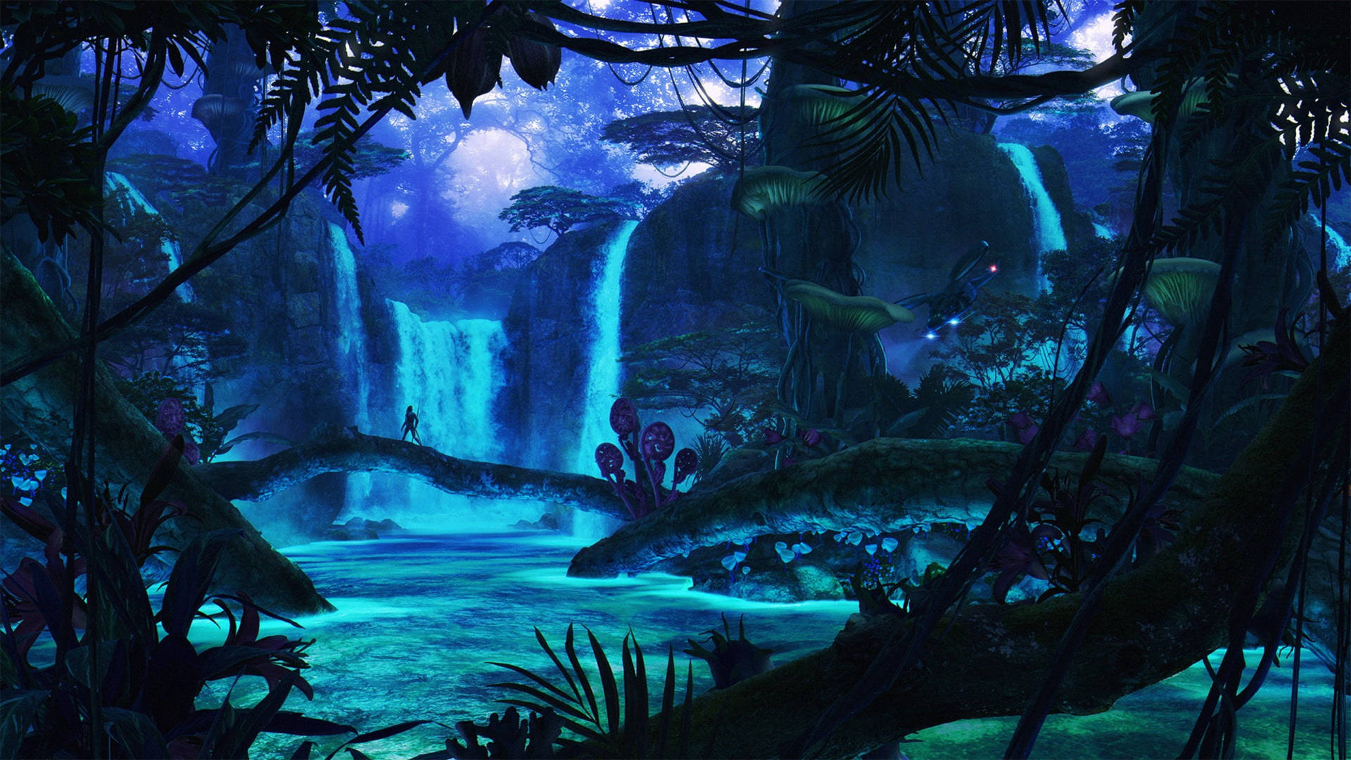 Person In Pandora Waterfalls Background